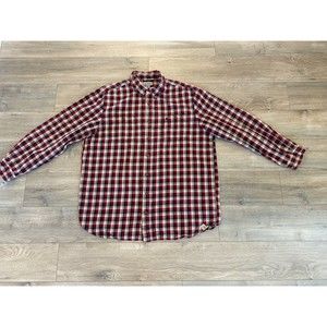 Carhartt Thick Flannel Long Sleeve Shirt Red Plaid Button Up Workwear Men's XXL
